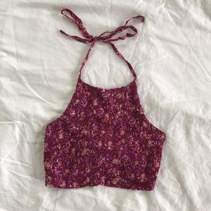 Pink floral halter top